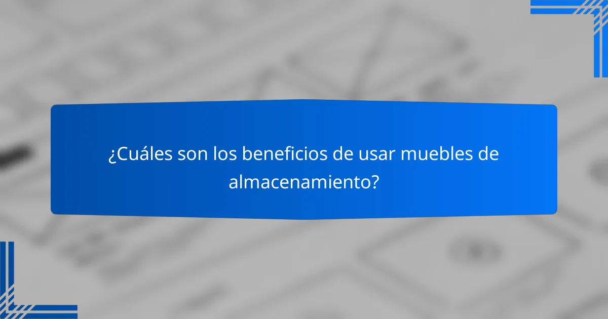 ¿Cuáles son los beneficios de usar muebles de almacenamiento?